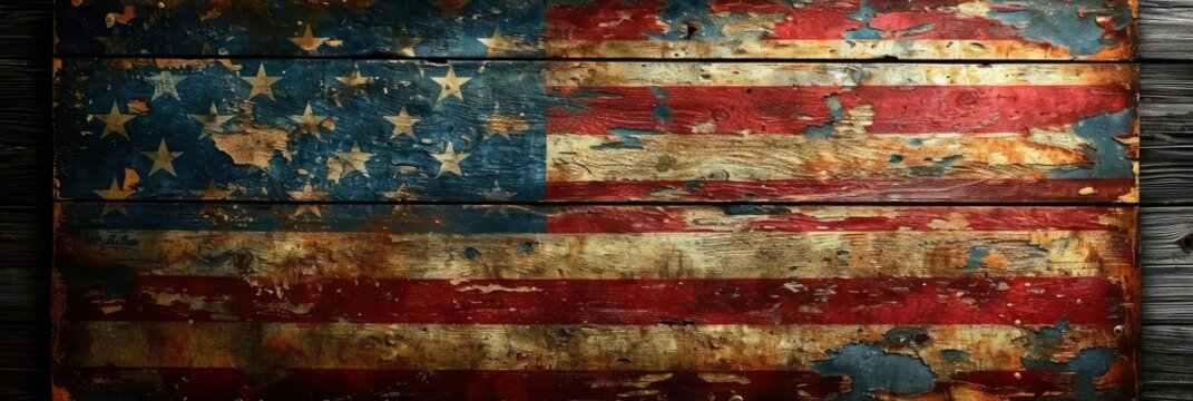 American Flag On Dark Background, Background Image, Background For Banner, HD