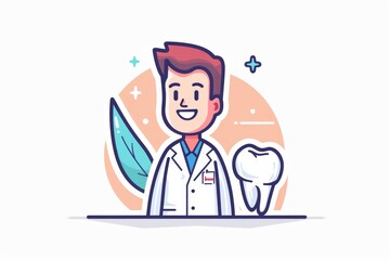 A playful and whimsical illustration of a scientist in a white lab coat, captured through detailed line art and bold cartoon graphics