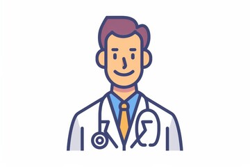 A whimsical cartoon illustration of a man wearing a white coat, his human face sketched in detailed line art, evoking a sense of creativity and imagination