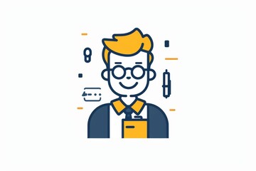A dapper lego man donning glasses and a tie adds a touch of whimsy to this playful cartoon illustration - obrazy, fototapety, plakaty