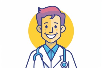 Fototapeta premium An animated doctor is playfully sketched in a whimsical cartoon style, showcasing their human face and artistic flair