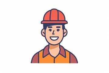 A comical sketch of a construction worker with a human face wearing a hard hat, drawn in a cartoon style with vibrant illustrations and clipart elements