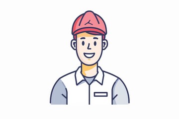 A whimsical cartoon of a man with a red hat, his face full of lively expression and drawn with expert detail, his attire and sketch-like appearance adding to the charm and playfulness of the overall 