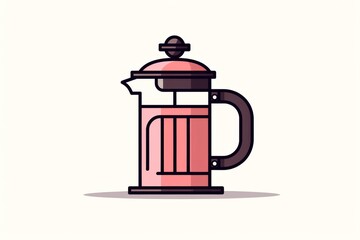 Obraz premium A whimsical illustration of a pink and black coffee pot, with its lid slightly ajar, adds a charming touch to any kitchenware collection