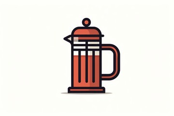Obraz premium A hand-drawn illustration of a bold and modern red and black coffee pot, adding a touch of stylish flair to any kitchenware collection