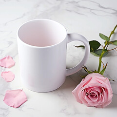 Fototapeta na wymiar Valentines Day Mug Mockups, White Coffee Mug Mock-ups,Coffee Cup Mockup