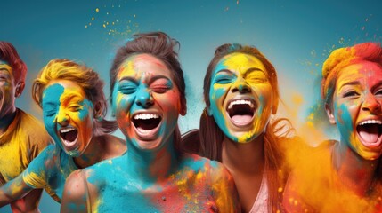 Holi celebration: a riot of colors and joyous revelry, embracing cultural vibrancy and traditions in a festive spectacle of music, dance, and jubilation, capturing the spirit of springtime merriment.