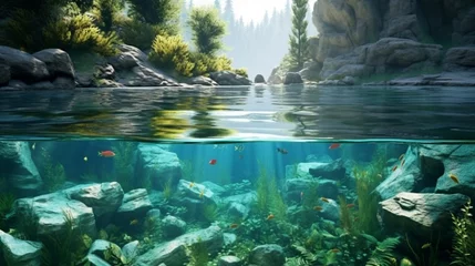 Fotobehang illustration of river pool piece of aquarium Ai Generative © Lucky