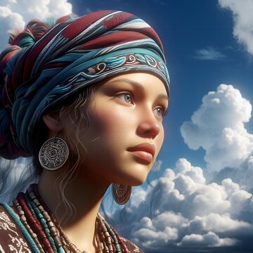 portrait of a woman maya tribe