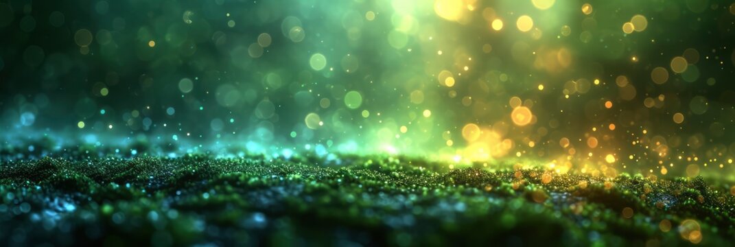 Glowing Green Blurred Light Gradient Dark Grainy, Background Image, Background For Banner, HD