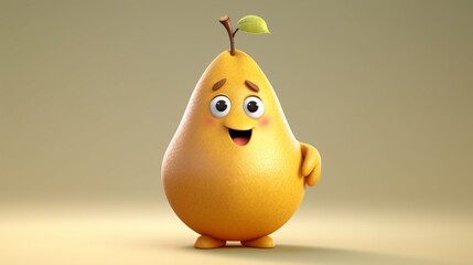 A cute cartoon pear fruits character Ai Generative
