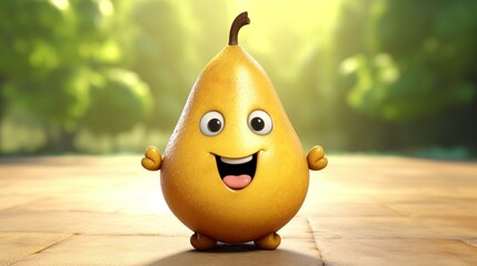 A cute cartoon pear fruits character Ai Generative