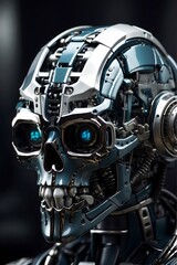 Robot Skull Cyborg Head Machine Science industrial Generated with AI