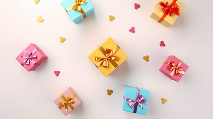 Fototapeta na wymiar Gift background for birthdays, holiday anniversaries, Valentine's Day and weddings