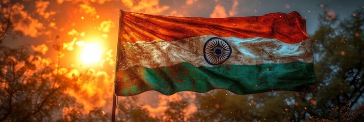 National Flag India On Dark Background, Background Image, Background For Banner, HD