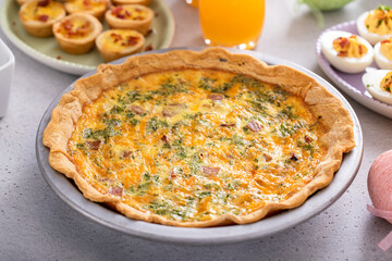 Ham and cheese quiche for Easter brunch or breakfast