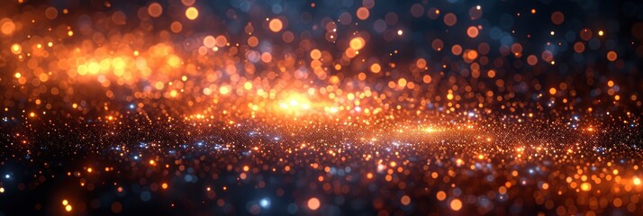 Fototapeta premium Orange Glowing Color Gradient On Black Grainy Back, Background Image, Background For Banner, HD