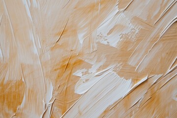 Dynamic strokes of white and beige paint create a textured abstract on a surface.