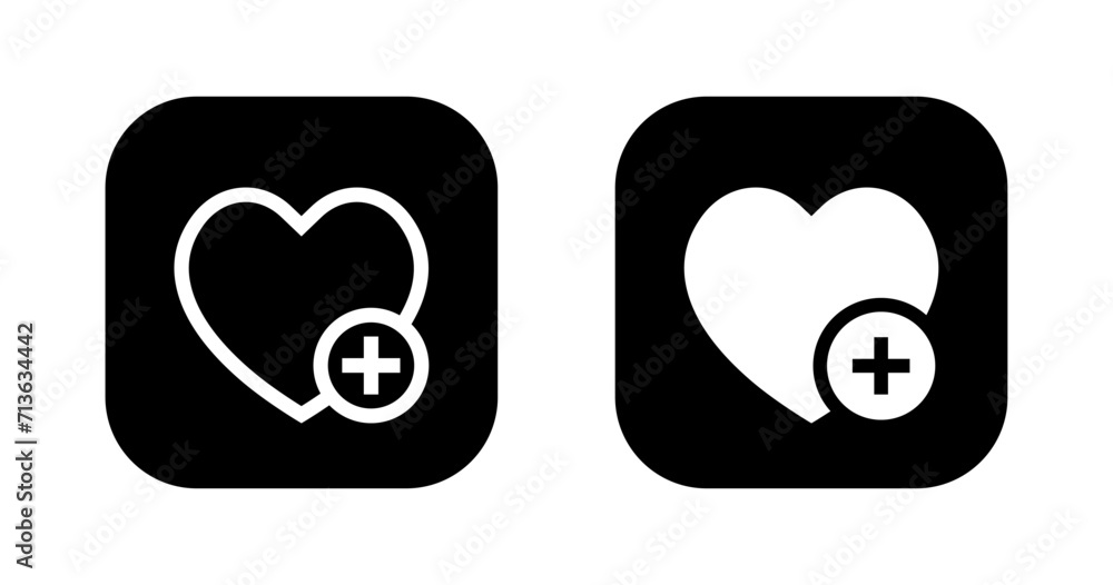 Aufkleber add to wishlist icon vector on square background. love with plus symbol