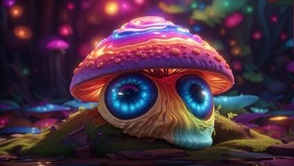 neon monster Psychedelic  cute mystical hallucinogen mushroom trippy	