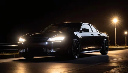 Fototapeten Luxury expensive car parked on dark background © New2023