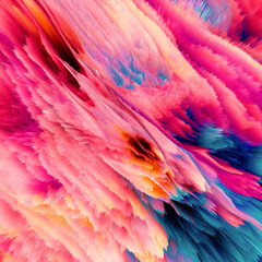 Fototapeta na wymiar Abstract, explosive and colorful 3D background texture. Modern and contemporary feel. Dynamic movement with shades of pink, magenta, blue, yellow