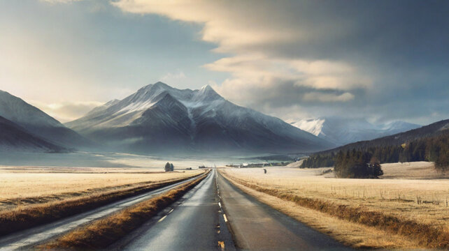 road leading to farm mountain image
