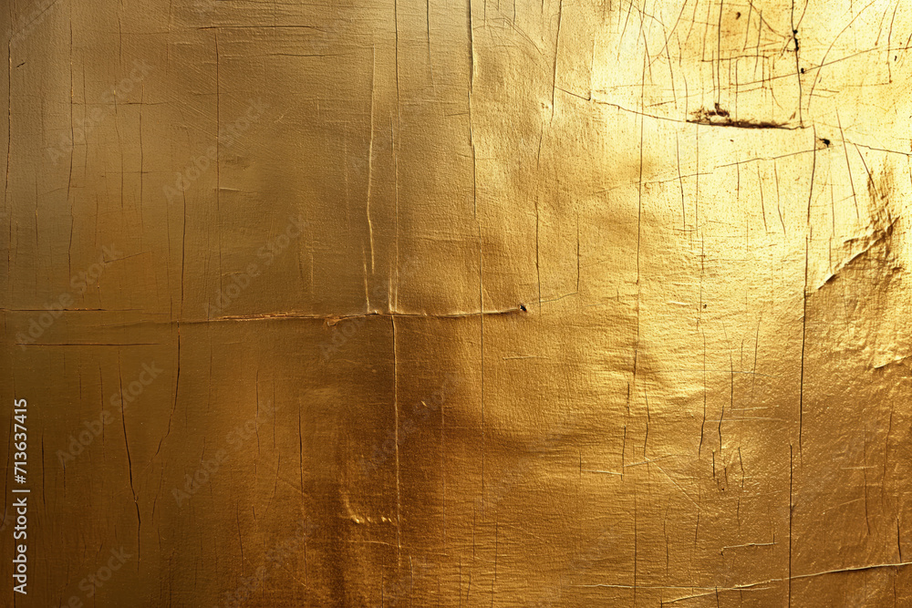 Poster textured golden surface with various lines and cracks, creating a rustic and worn appearance that ca