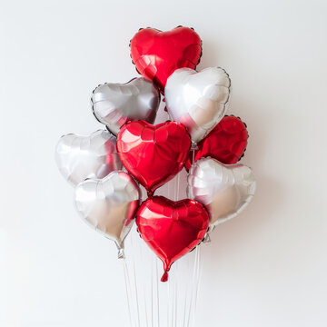 photo of Heart-shaped balloons on a white background