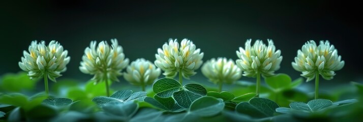 White Clover Flowering Trifolium Repens Flowers, Background Image, Background For Banner, HD