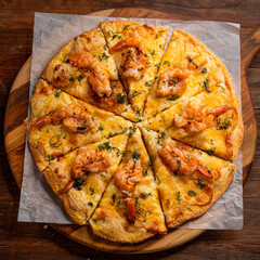 Pizza with shrimps