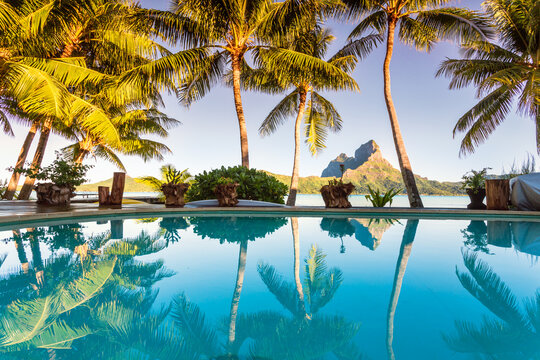 Infinity pool of a luxury resort, Bora Bora, French Polynesia