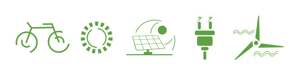 Set of green eco stickers on white background