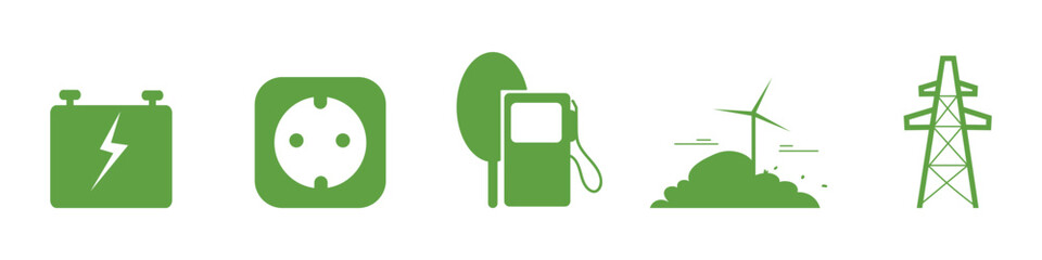 Set of green eco stickers on white background