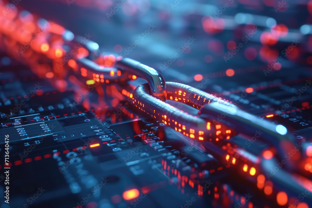 Poster a close up of a chain on a circuit board