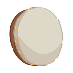 Obraz premium Drumhead tambourine on white background