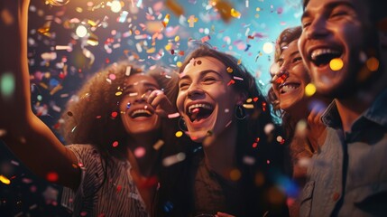 Obraz premium A group of people celebrate the new year