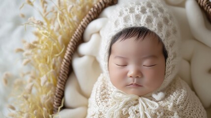 Fototapeta na wymiar Asian beautiful newborn baby.