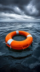 Lifebuoy floating at sea