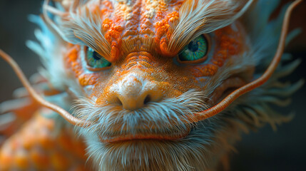 close up shot of realistic dragon, a, Roaring Chinese Dragon against, Lunar New Year Concept, chinese new year