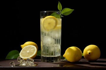 a glass filled with cold lemon juice. Generative AI
