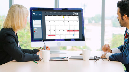 Calendar on computer software application for modish schedule planning for personal organizer and...