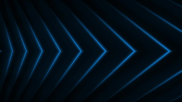 glowing right neon Blue arrows. Looped Neon Lines abstract VJ background. Futuristic laser background