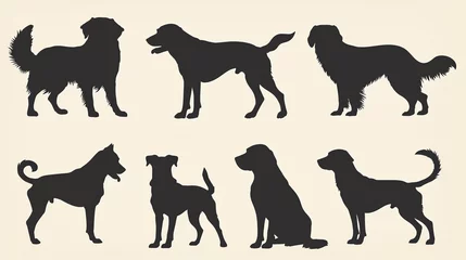 Fototapete Rund set of dogs silhouettes © nagulan