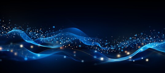 Obraz premium Blue cyberspace background with dots and weave lines for network security and data transfer concept