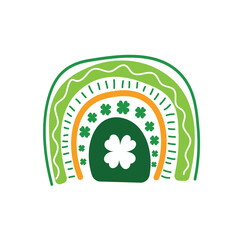 Green rainbow illustration. Patrick rainbow vector. Groovy rainbow vector. Patrick clip art vector