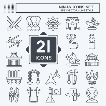 Icon Set Ninja. related to Japan symbol. line style. simple design editable. simple illustration