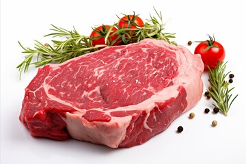Premium raw beef steak isolated on a clean and white background for cooking and culinary concepts