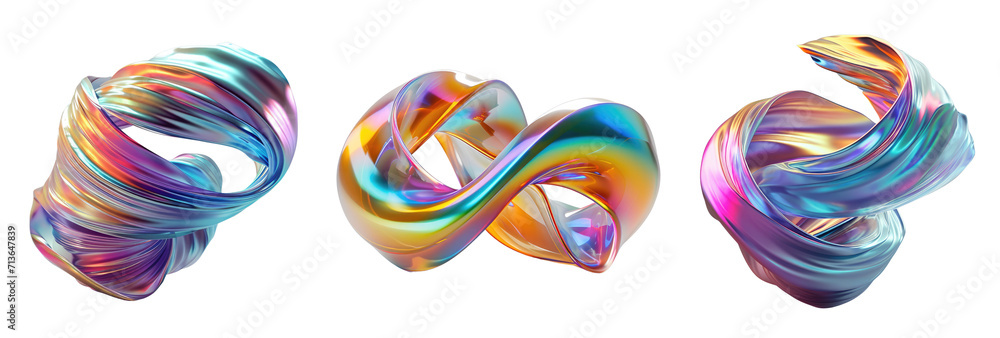 Wall mural 3d abstract gradient isolated on transparent background