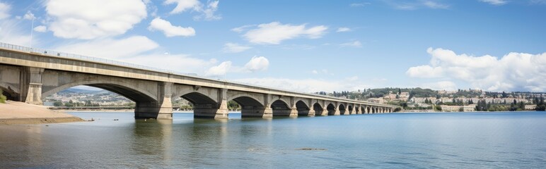 Obraz premium Impressive Bridge Spanning Vast Waterway, Iconic Structure Connects Two Distinct Sides of a Coastal Region